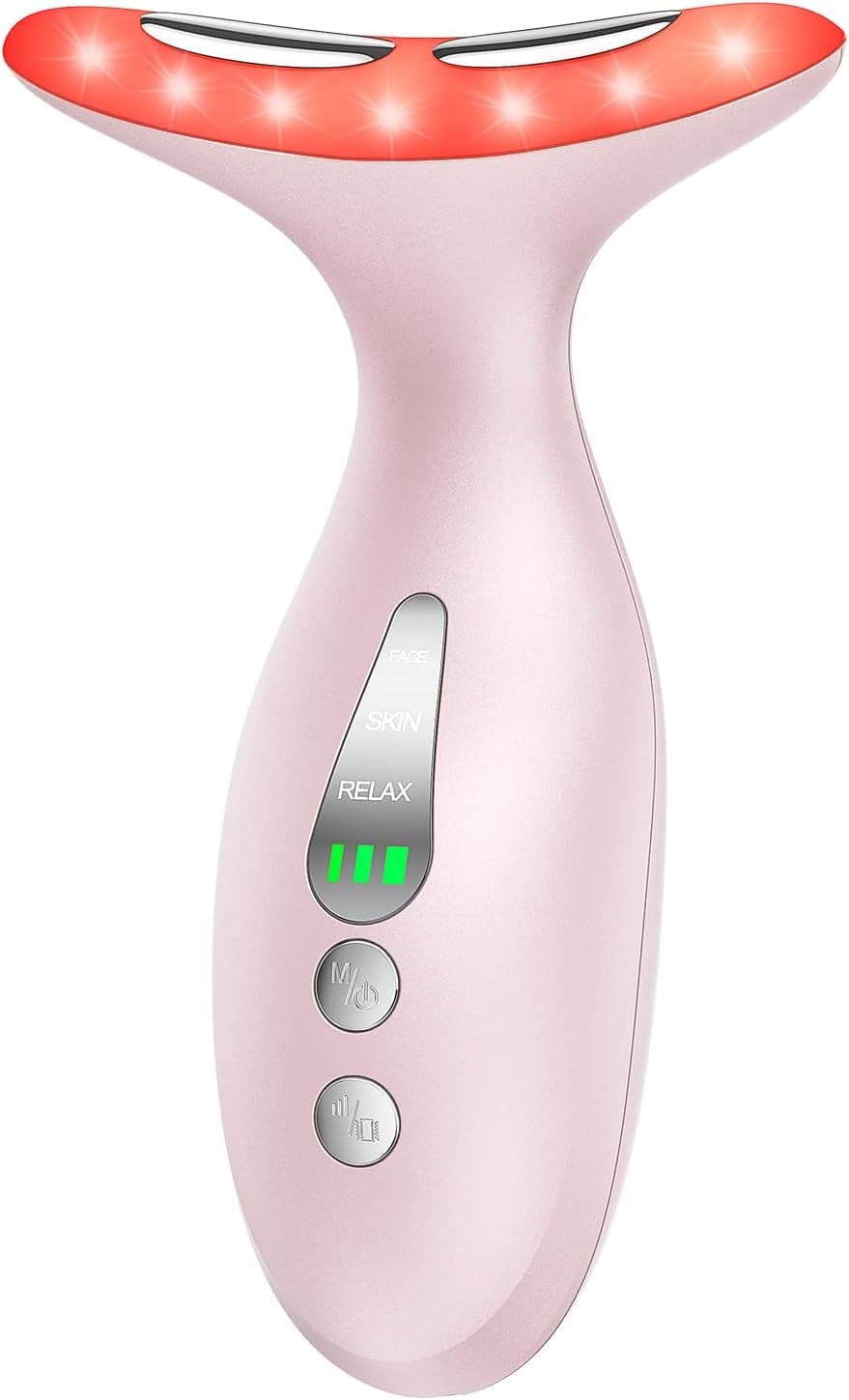 Neck Massager — Portable Facial/Neck Massager with Constant Temperature Heat Therapy and Vibration Massage. USB Rechargeable, Three Adjustable speeds. Relieves Fatigue and aids in Skincare Absorption