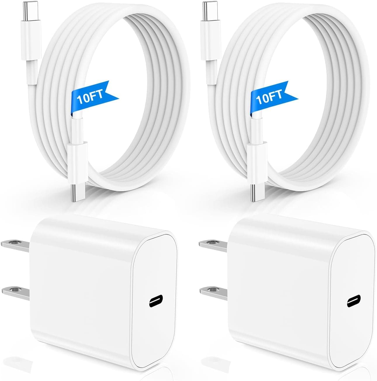 iPhone 17 16 15 Fast Charger 10ft, USB C Charging Block and Long Type C to C Cable Cord, iPad Wall Plug Power Adapter Cube Brick for Apple iPhone 17 Pro Max/17 Air/16 e/16 Pro/15 Plus/15 Mini/Samsung