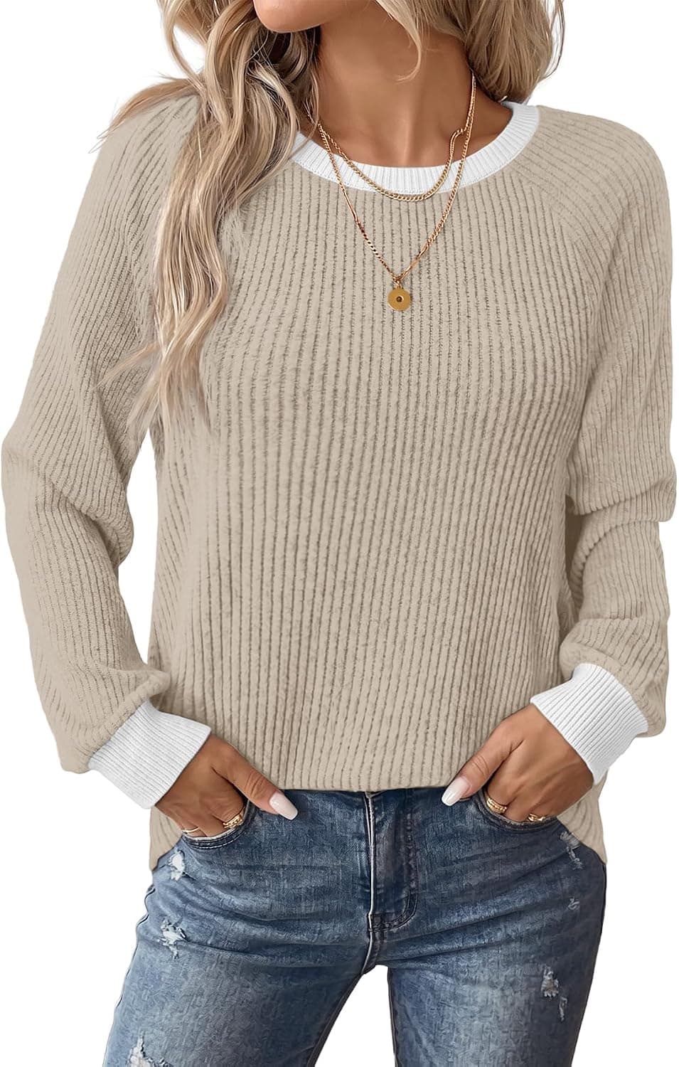 WIHOLL Womens Tops Long Sleeve Shirts Fall Fashion Sweaters Outfits | Trendy School Teacher Shirts Old Money Clothing Fall Must Have
