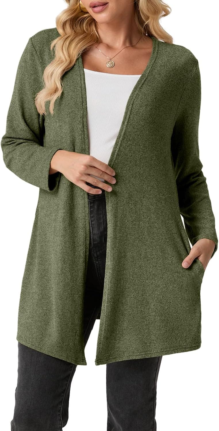 Cardigans Sweaters for Women Lightweight Long Sleeve Open Front Casual Fall Winters Cardigan with Pockets (S-3XL)