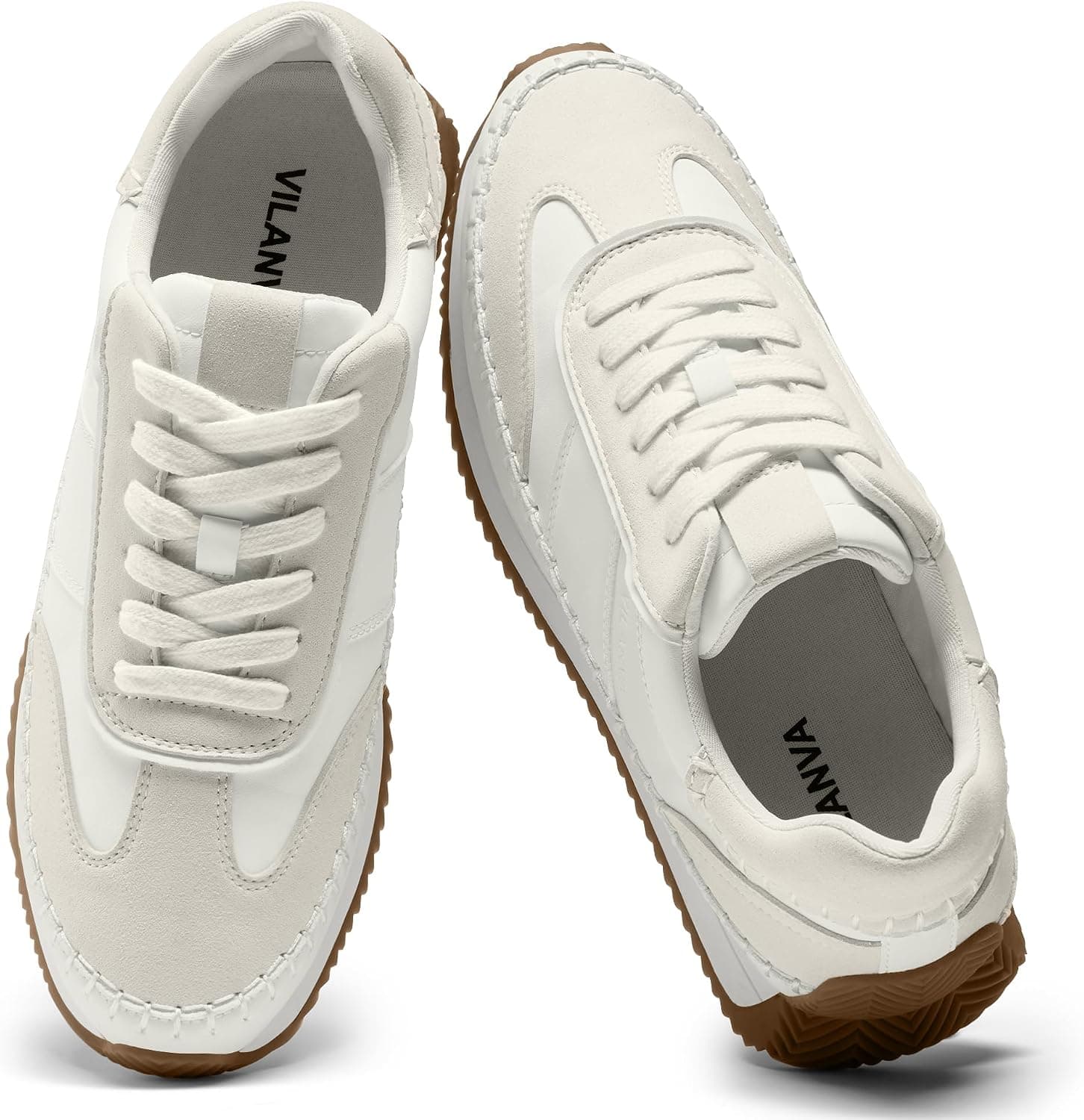 Vilanva Women's Fashion Sneakers Casual Tennis Shoes with Non-Slip Retro Gum Sole Ladies Walking Trendy Footwear