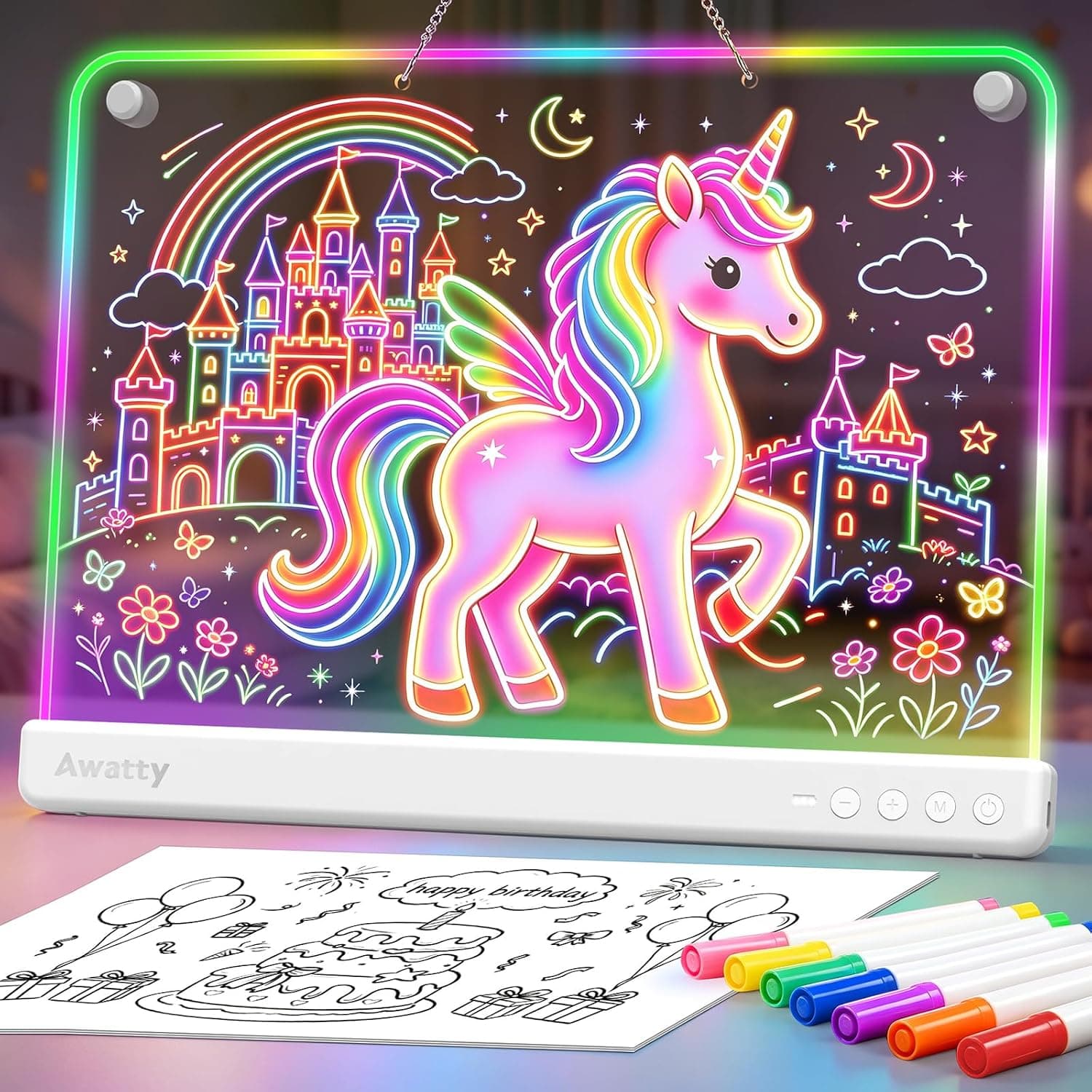 Awatty Led Drawing Board 16'', Toys Gifts for Kids Girls Boys(White)